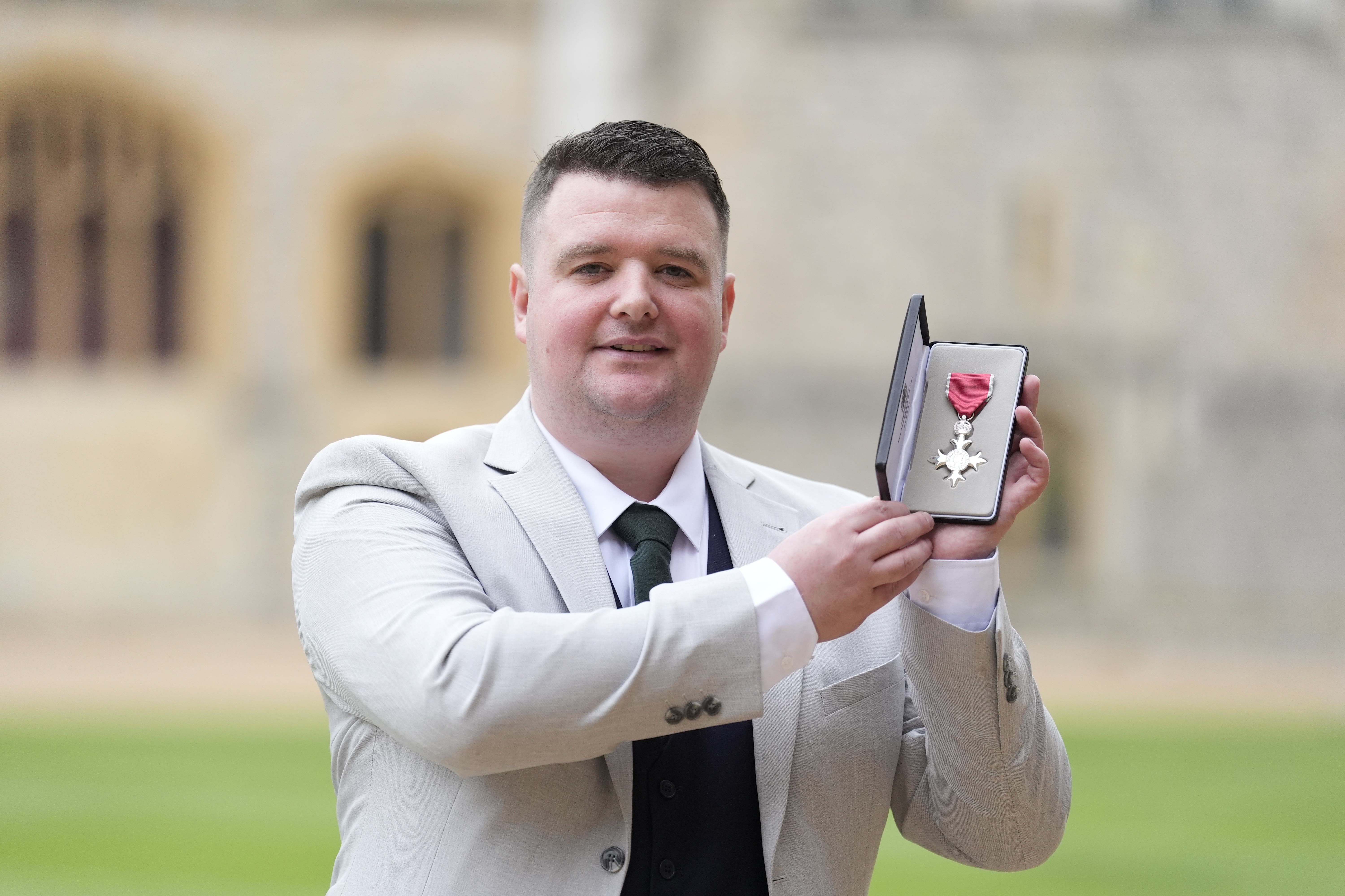 Mairtin Mac Gabhann, after being made a Member of the Order of the British Empire (Andrew MAtthews/PA)