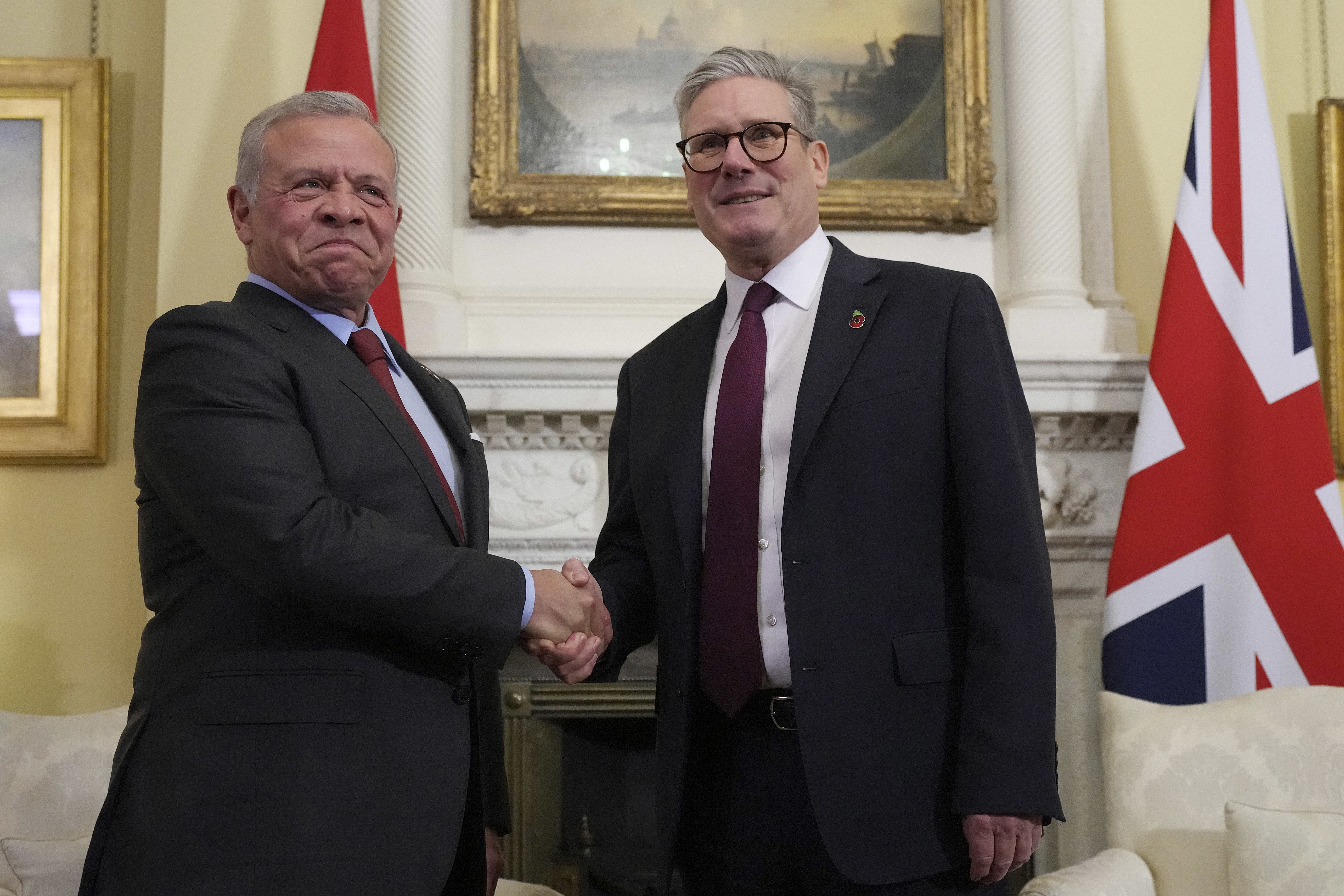 Prime Minister Sir Keir Starmer and King Abdullah II of Jordan (Frank Augstein/PA)