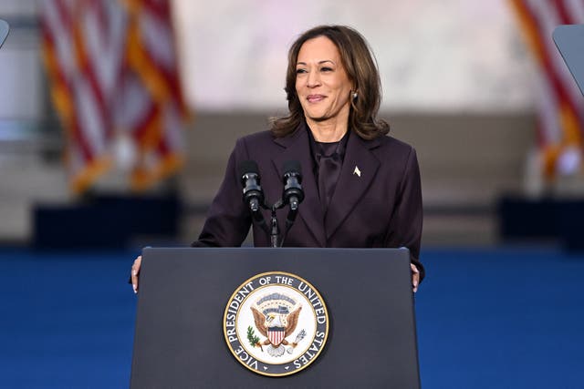 <p>Kamala Harris speaks to supporters at Howard University on November 6 after losing the 2024 presidential election. </p>