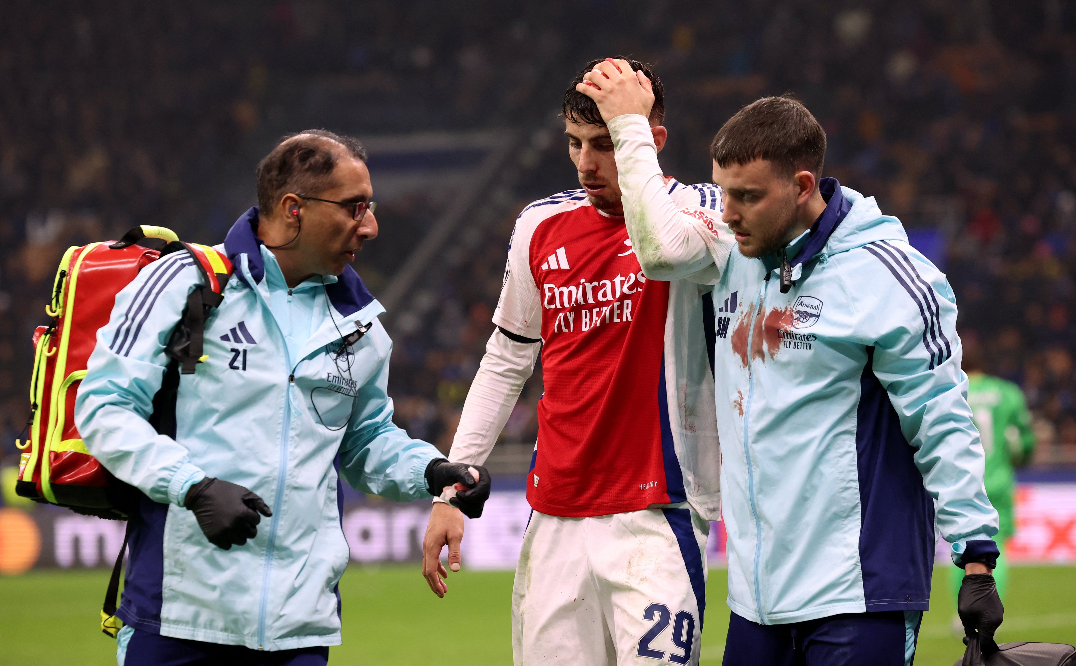 Kai Havertz took a knock to the head but seems to be okay after being subbed off the pitch