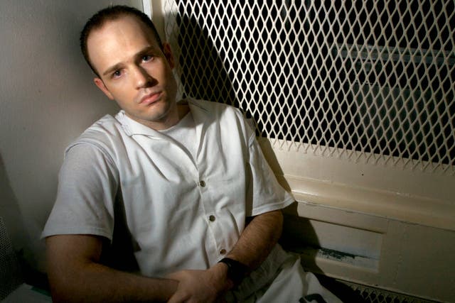 <p>Randy Halprin (pictured) was part of a gang of prisoners that fatally shot a police officer in 2000</p>