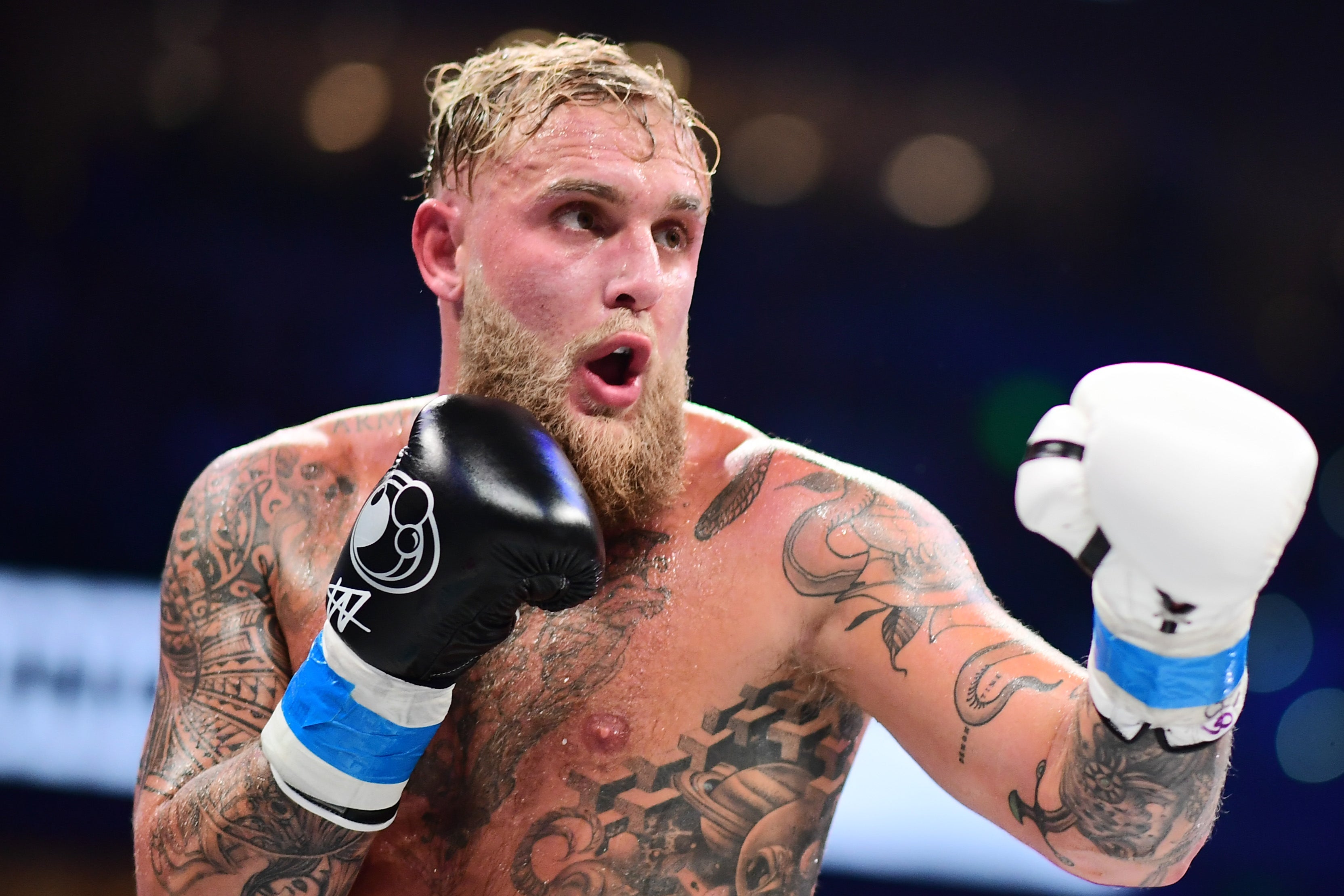 Jake Paul in his last bout, a knockout of ex-UFC fighter Mike Perry in July