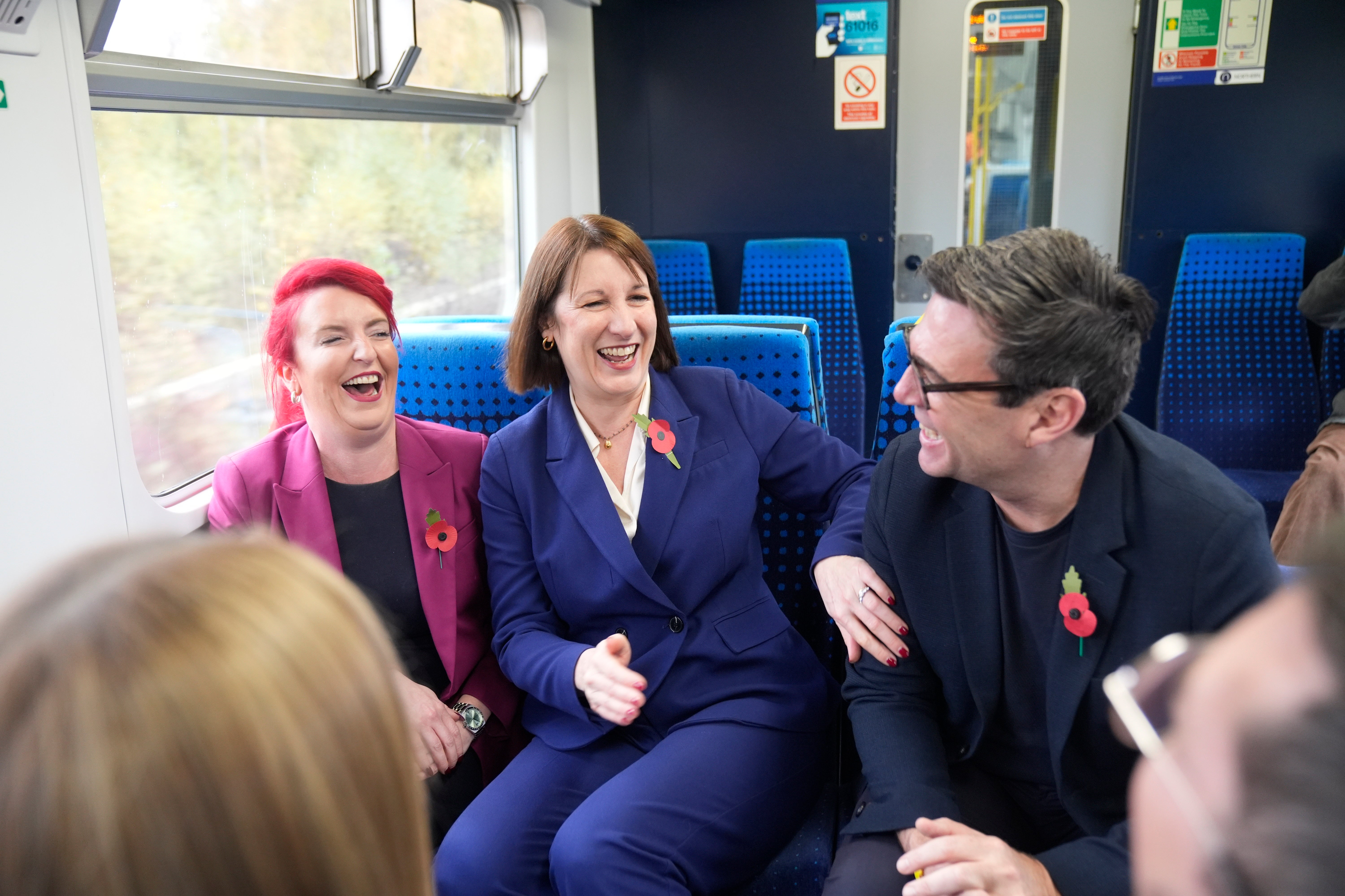 Transport secretary Louise Haigh with Rachel Reeves and Greater Manchester mayor Andy Burnham