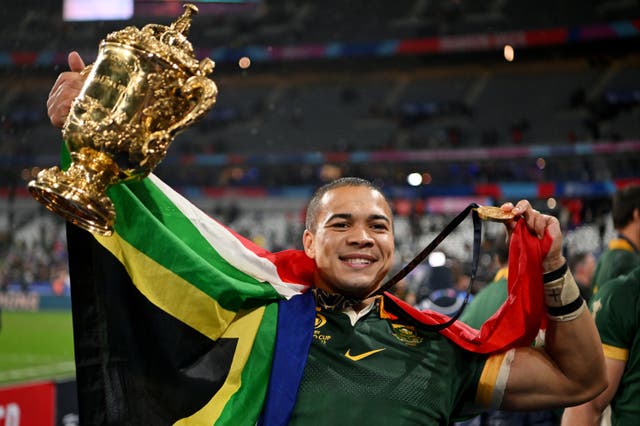 <p>Cheslin Kolbe is a double World Cup winner </p>