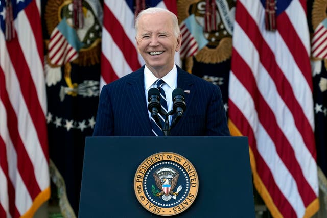 <p>President Joe Biden speaks in the Rose Garden of the White House in Washington on Thursday </p>