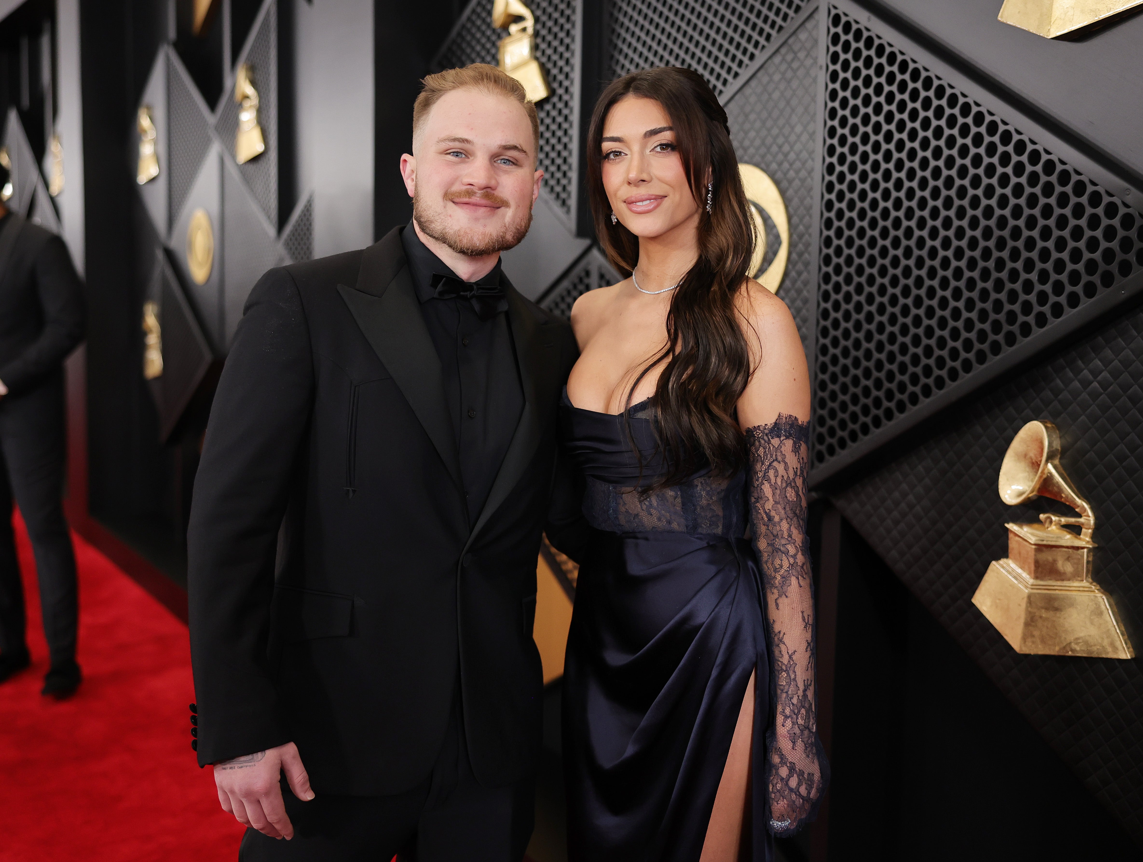 Zach Bryan and Brianna Chickenfry at the 2024 Grammy Awards