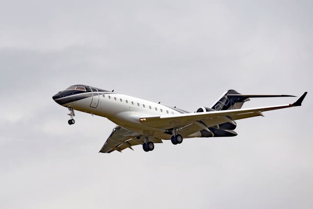 A private jet comes in to land at Stansted Airport in Essex (Nicholas T. Ansell/PA)