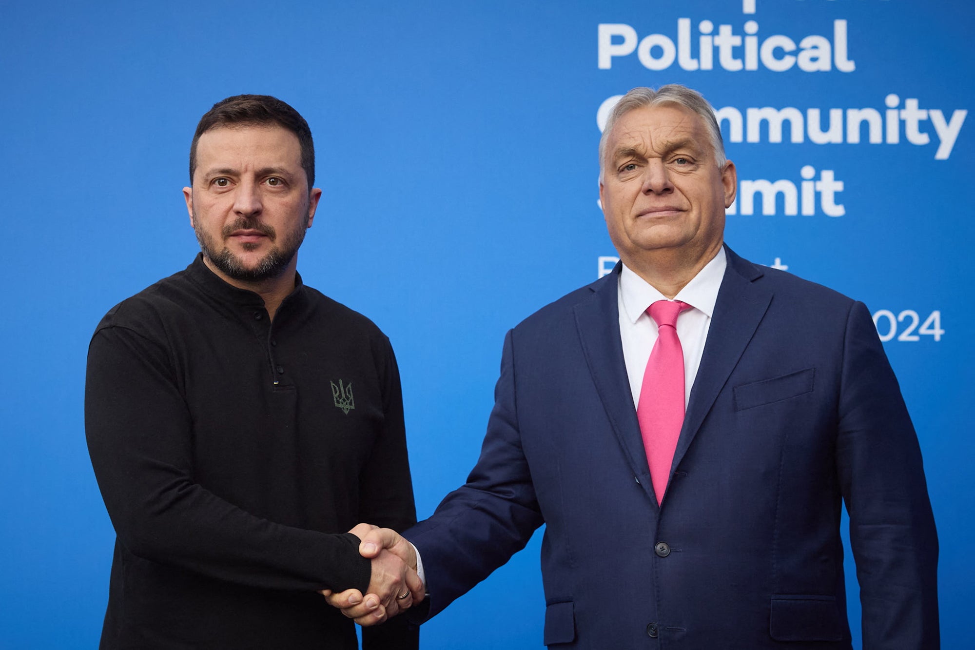 Summit host Viktor Orban, pictured here with Volodymyr Zelensky, was pleased to have backed the winner in the US election