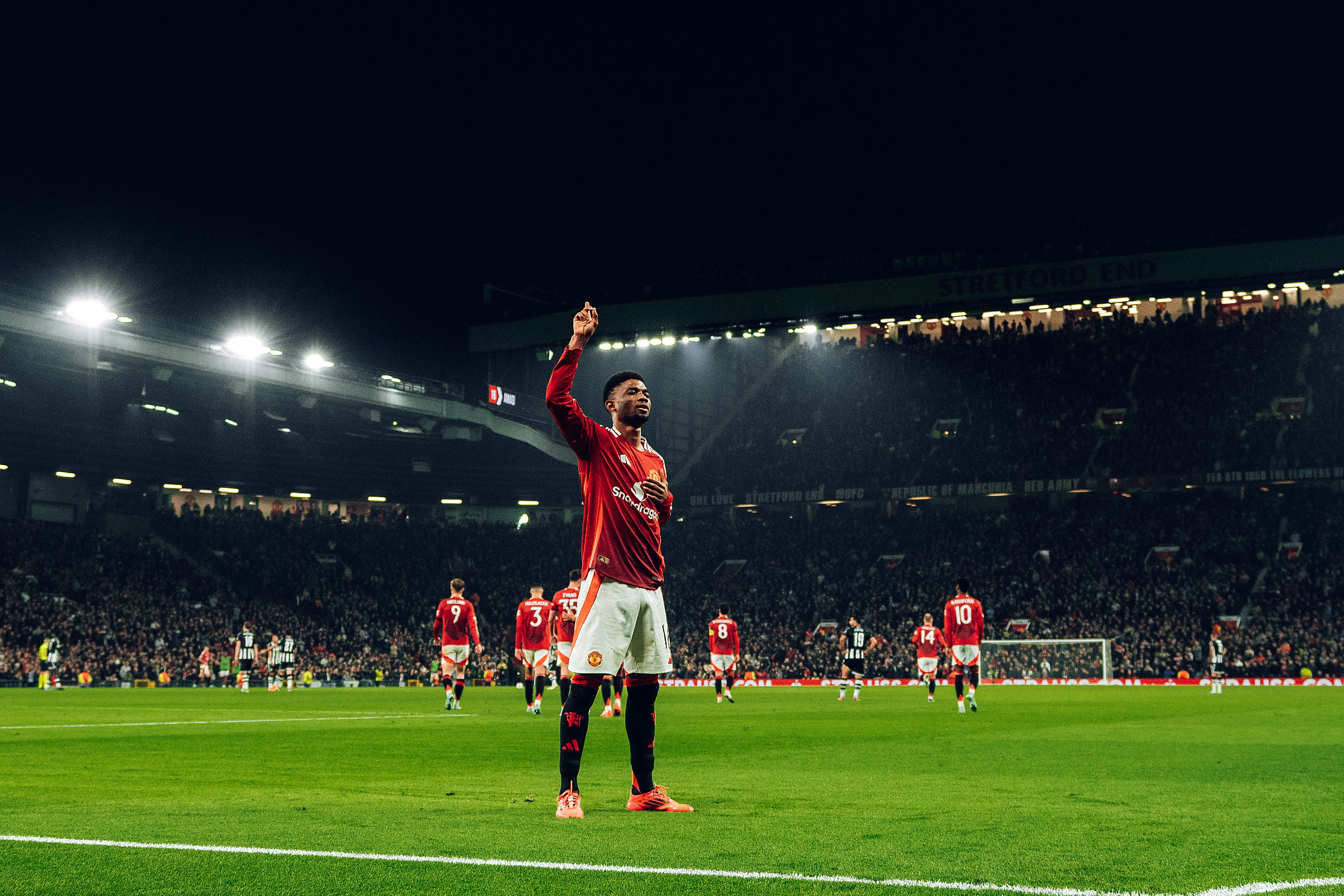 Amad Diallo celebrates after scoring United’s second goal