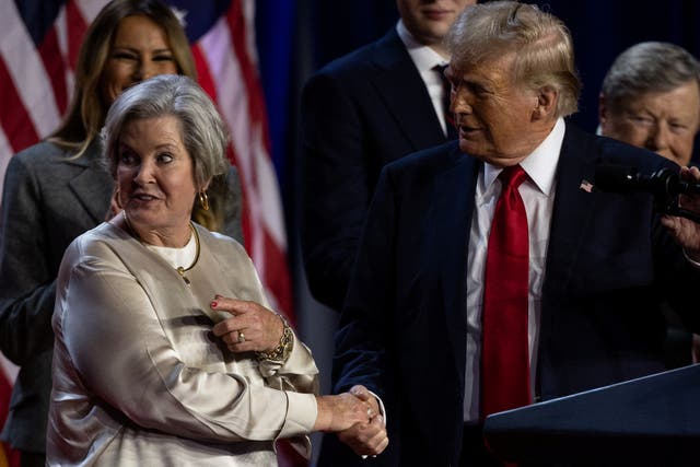 Donald Trump grins at his election night watch party on Tuesday