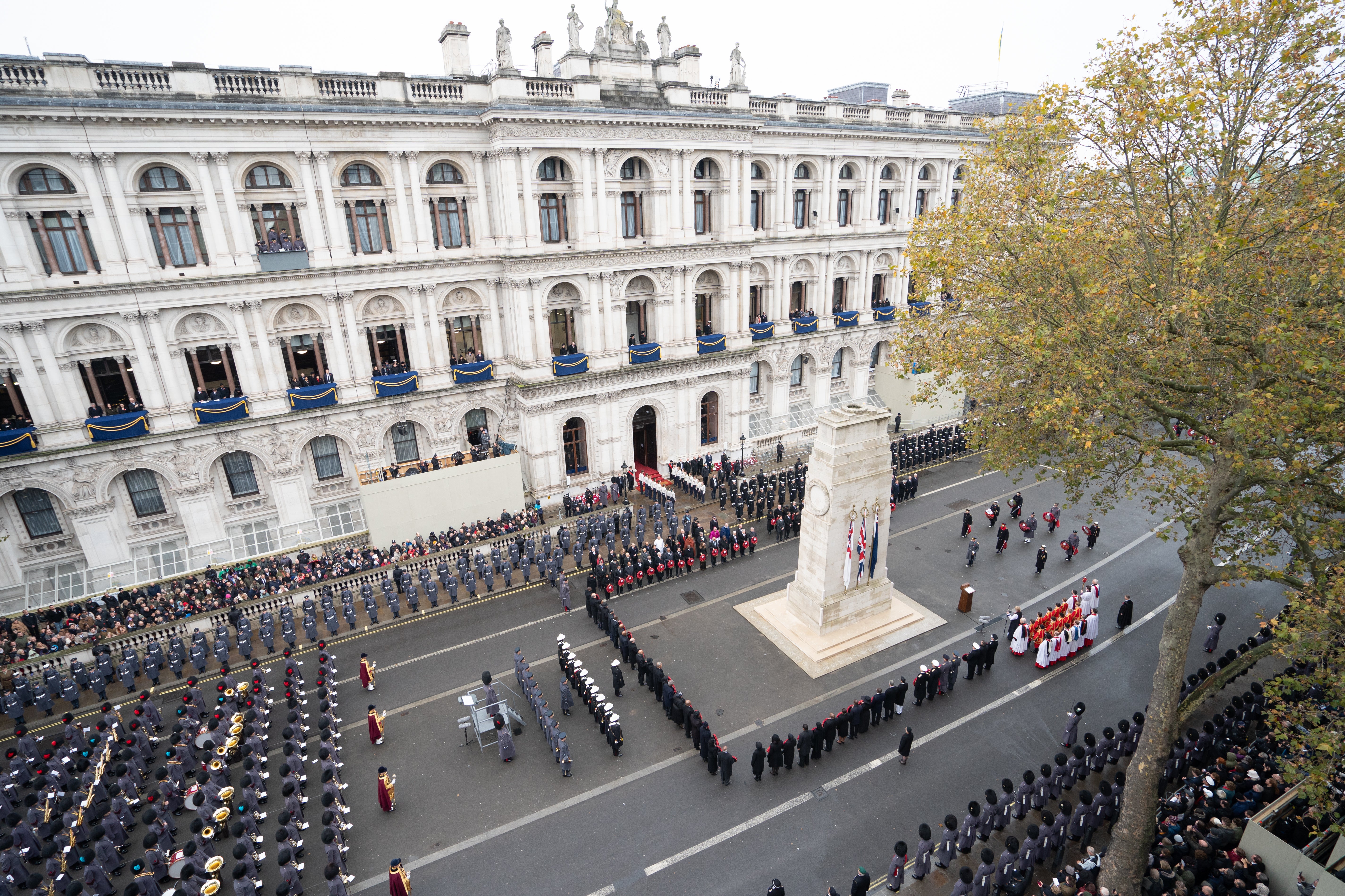 The scene at the Remembrance Sunday service at the Cenotaph, in 2023 (Stefan Rousseau/PA)