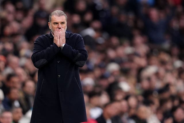 Tottenham manager Ange Postecoglou on the touchline (John Walton/PA)