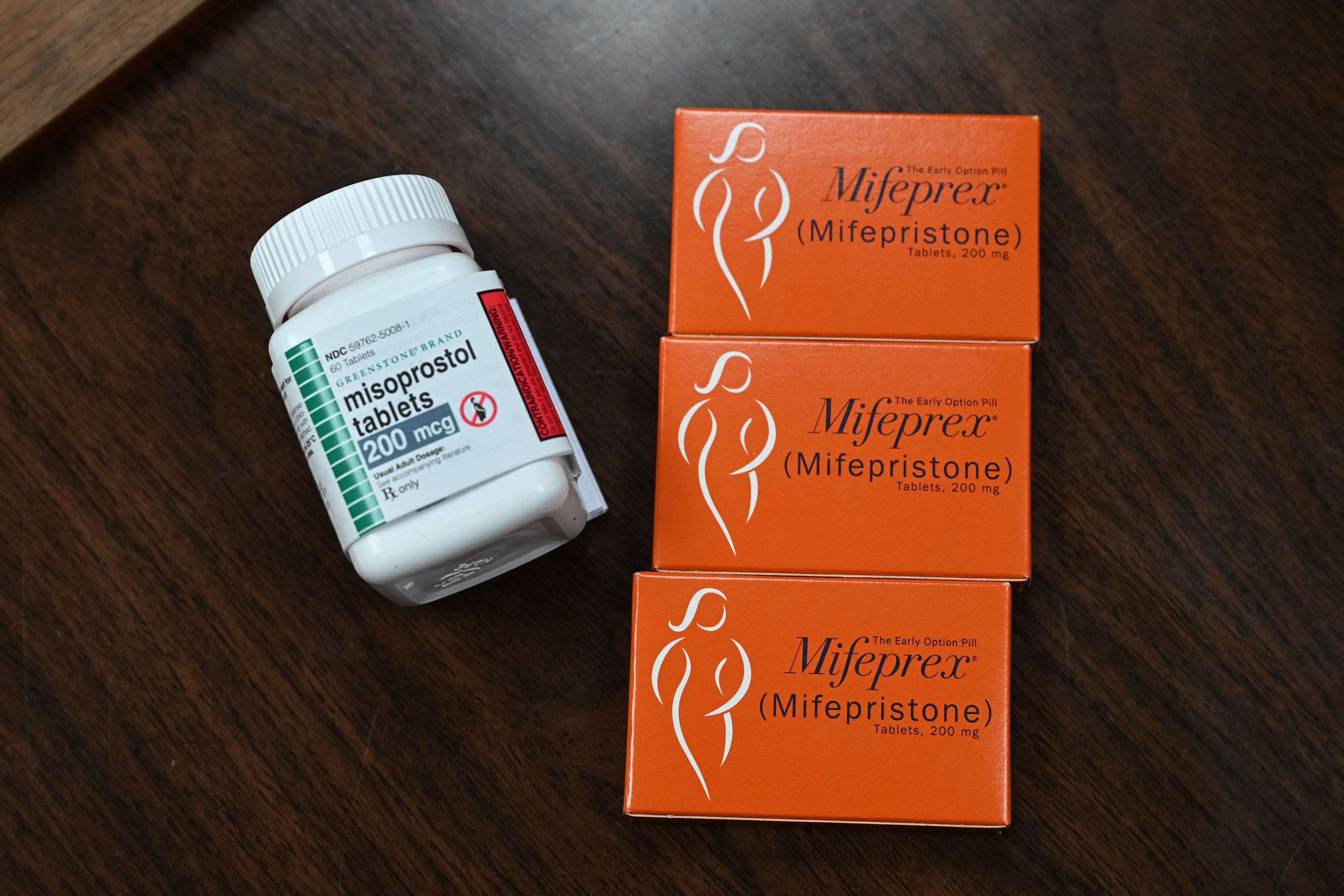 Containers of mifepristone and misoprostol, the two drugs used to perform a medical abortion. The top supplier of abortion pills in the US said they received more than 5,000 orders in the first 12 hours after Donald Trump secured his second White House victory