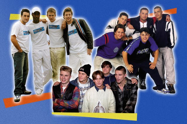 <p>Pop princes: Blue, Take That and Five (L-R) stole hearts in the boyband boom of the Nineties </p>