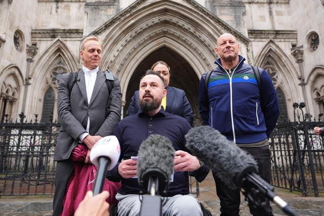 <p>Bombing survivor Martin Hibbert outside court on Friday </p>