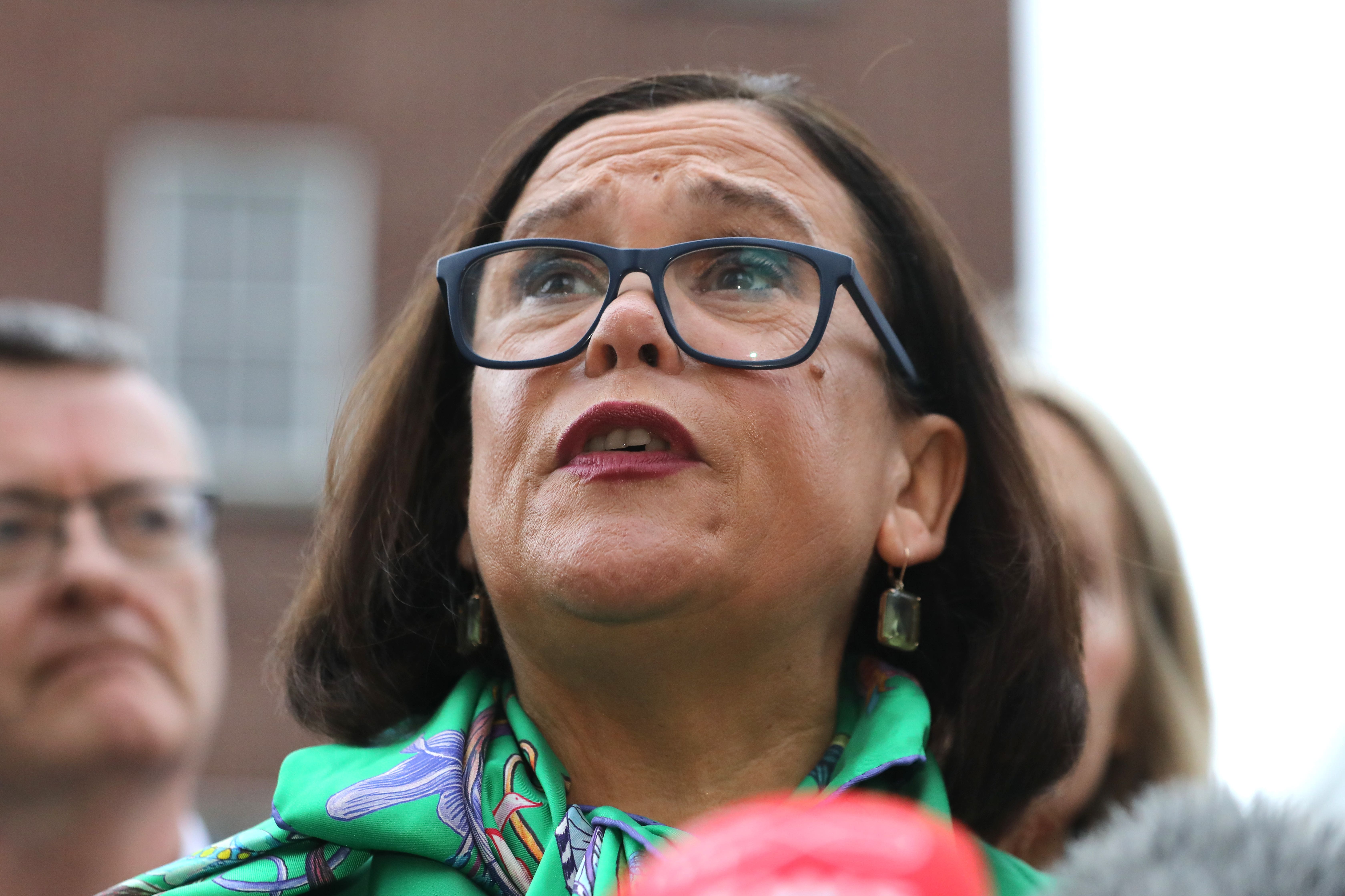 Sinn Fein leader Mary Lou McDonald speaking to the media on Merrion Street (Gareth Chaney/PA)