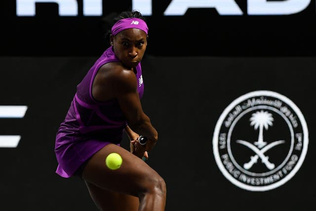 Coco Gauff won her semi-final against Aryna Sabalenka (AP)