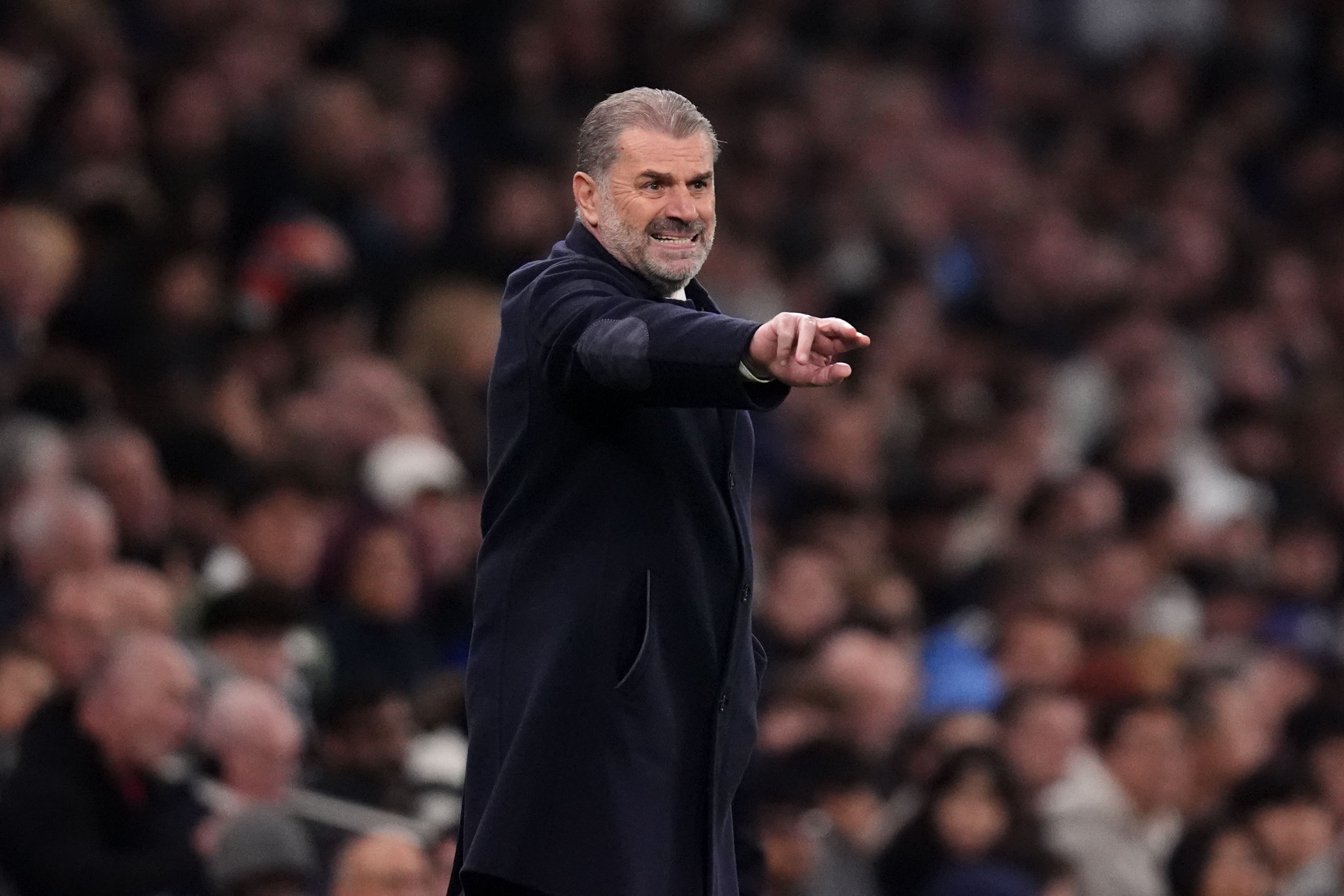 Ange Postecoglou on the touchline for Tottenham (John Walton/PA)