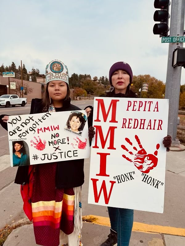 Darlene Gomez and other supporters rally for awareness of MMIW cases