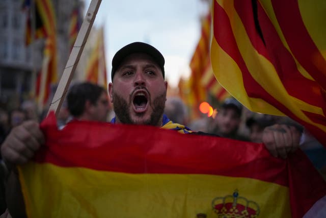 <p>A demonstrator calling for Mazon to step down </p>