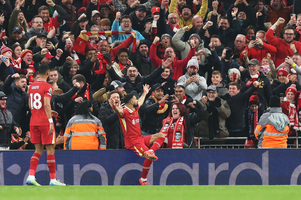 Mo Salah celebrated wrapping up the victory