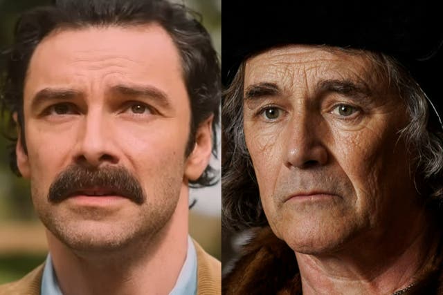 <p>Aiden Turner in ‘Rivals’ and Mark Rylance in ‘Wolf Hall'</p>