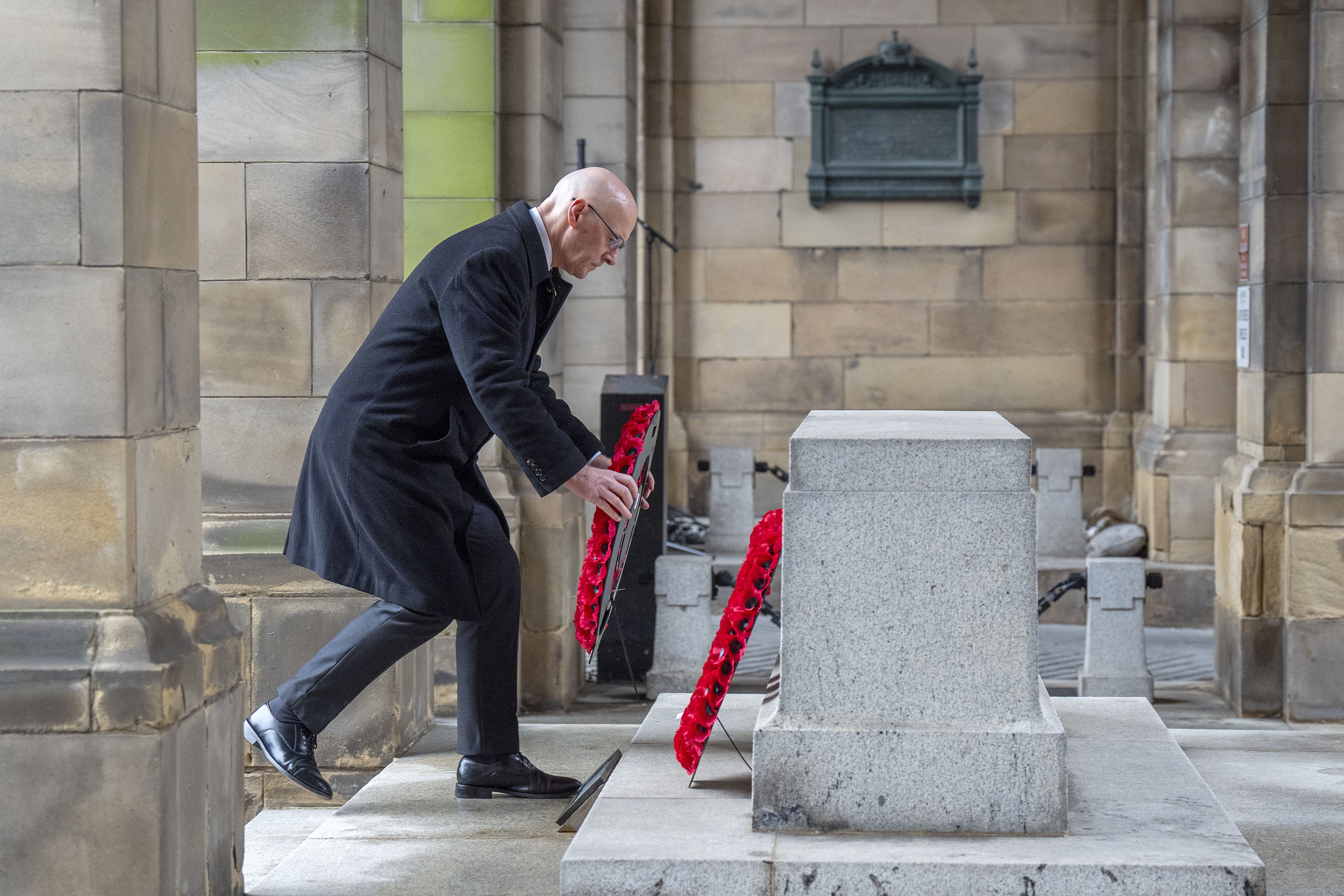 The First Minister laid a wreath at the Stone of Remembrance in Edinburgh (Jane Barlow/PA)