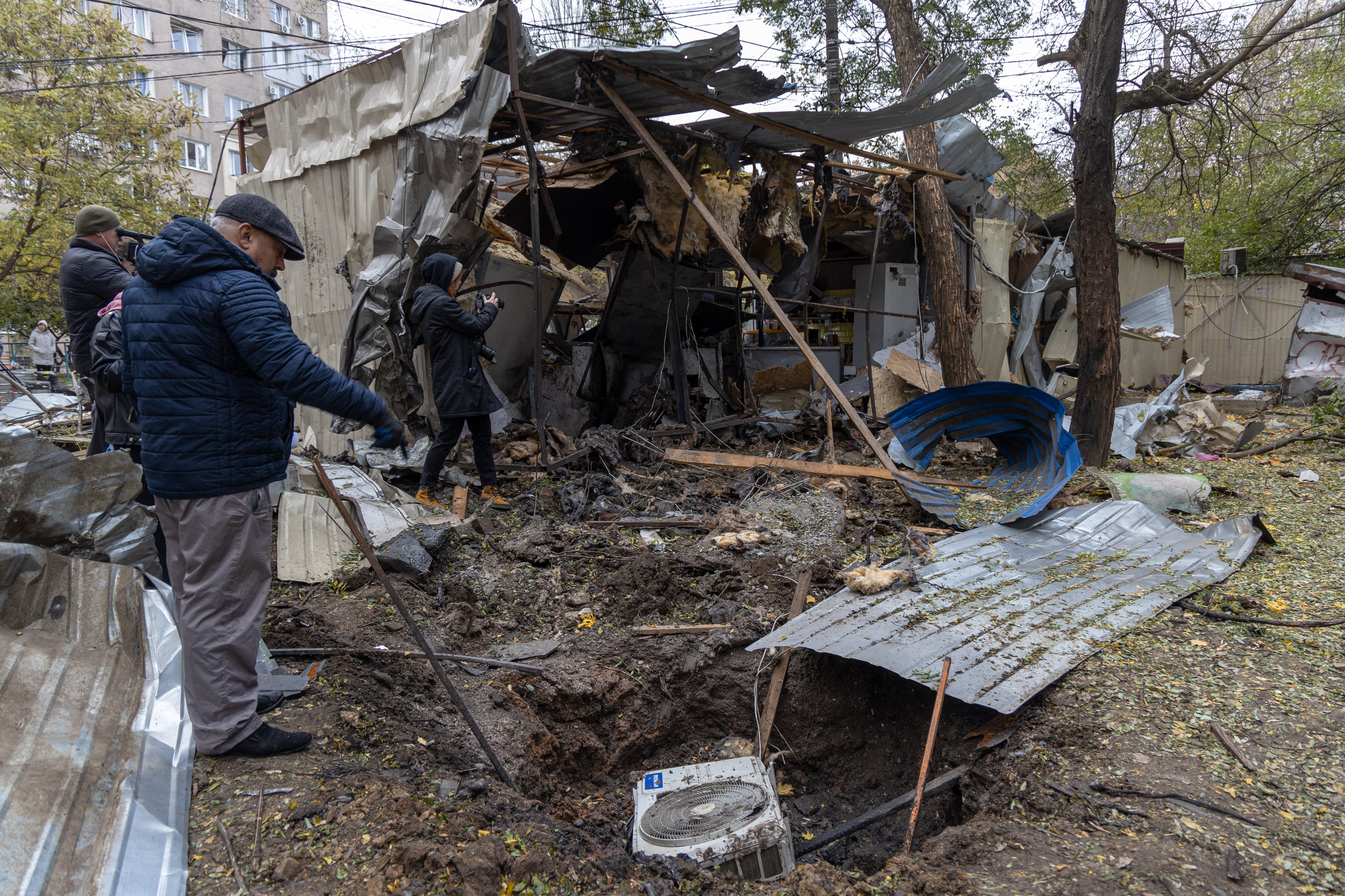 This image shows the interior of a room in a damaged house following a drone attack in Odesa, southern Ukraine