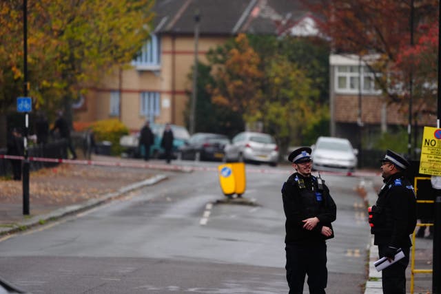 Police at the scene near Wells Park Road in Sydenham, south-east London (Aaron Chown/PA)