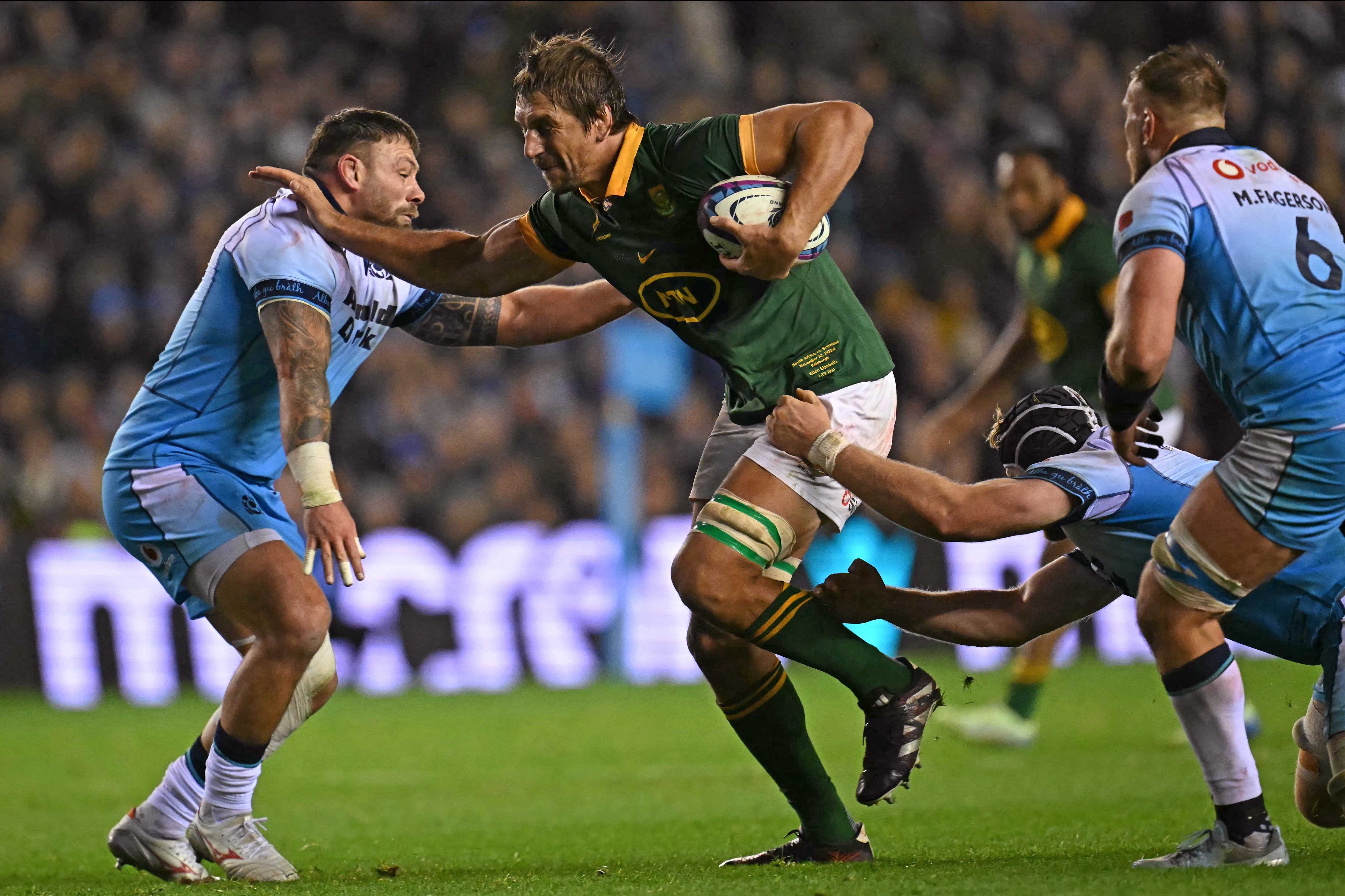 Scotland worked hard through a sin bin to challenge the visitors, but South Africa’s steady power outdone the home side