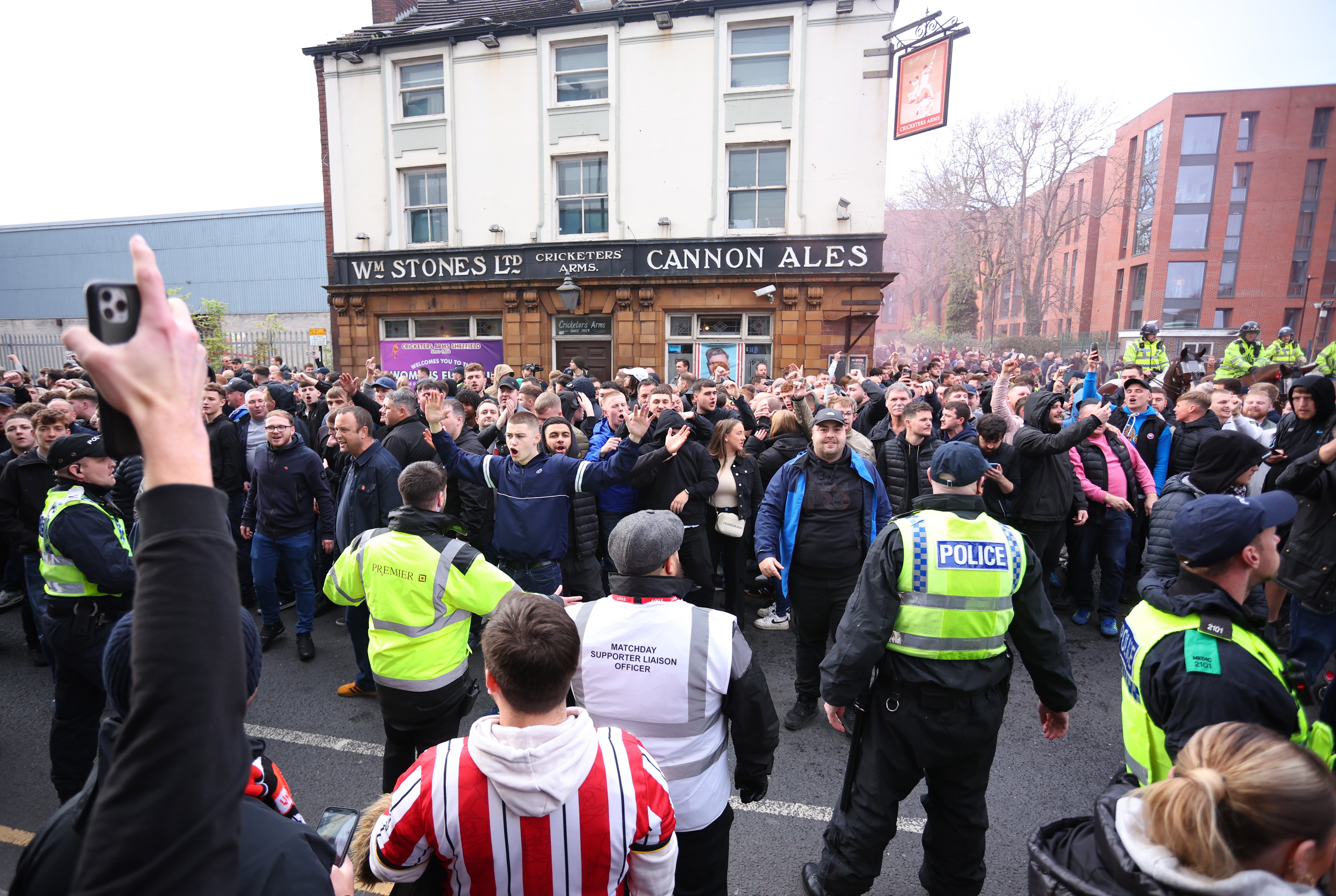 Fans clashed before kick-off outside Sheffield United’s ground