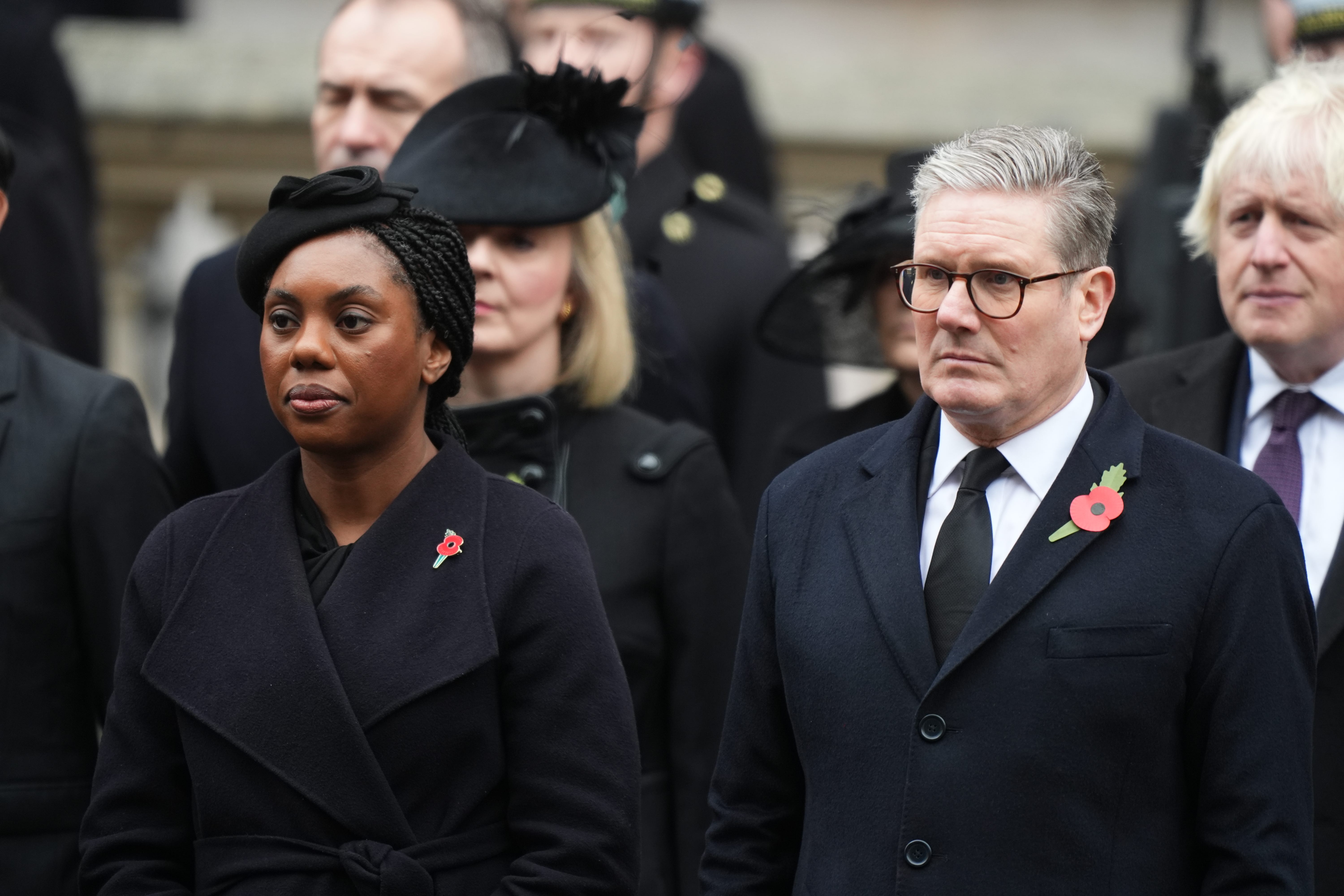 Prime Minister Sir Keir Starmer joined Conservative leader Kemi Badenoch at the Remembrance Sunday service at the Cenotaph in London (PA)