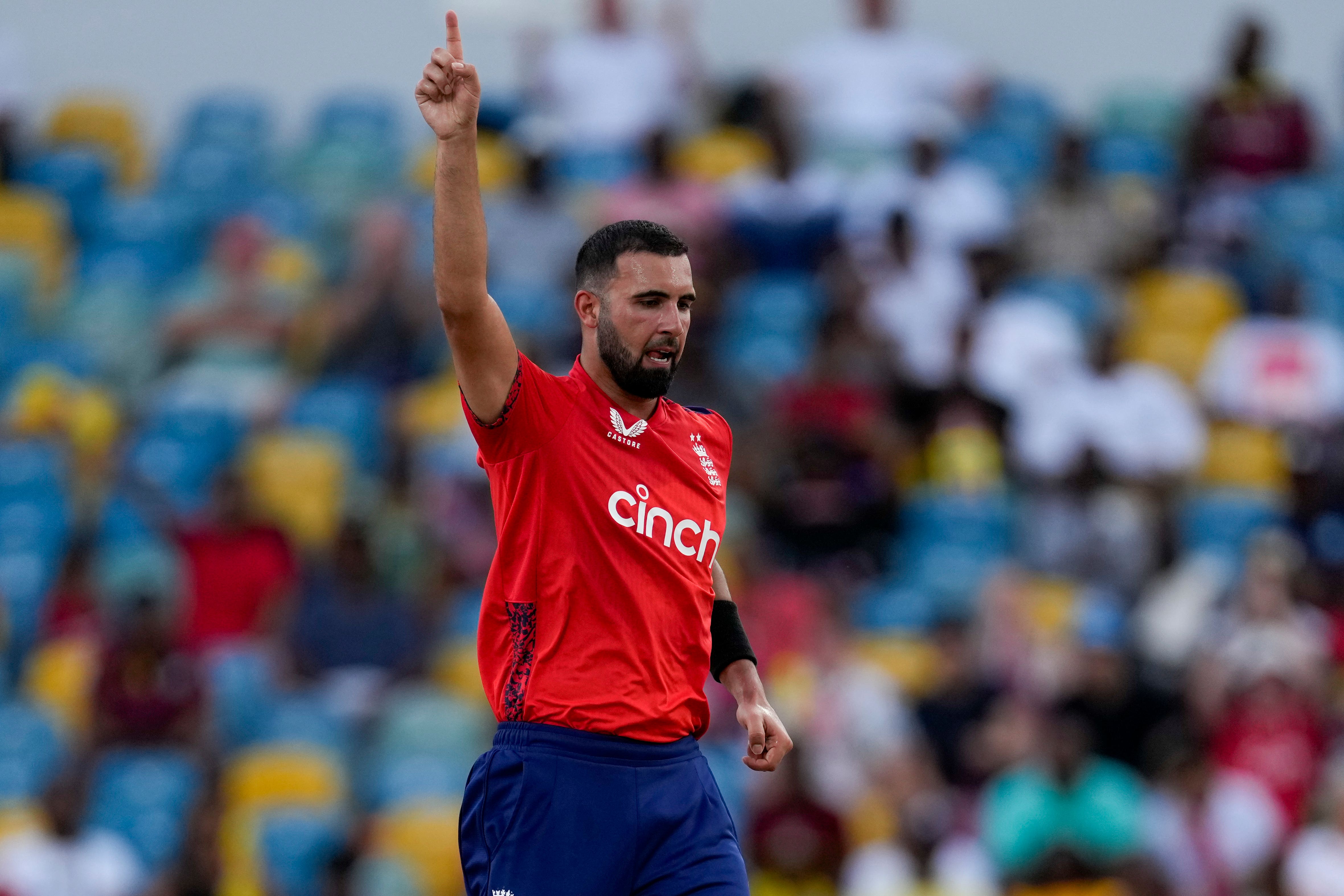 Saqib Mahmood took two wickets to take his tally in the series to six (Ricardo Mazalan/AP)