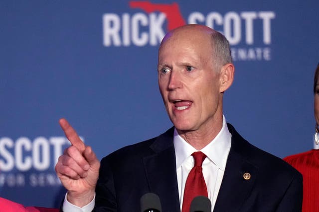<p>Right-wing media figures such as Robert F Kennedy Jr and Elon Musk have pushed for Senator Rick Scott of Florida to be the new Senate Majority Leader</p>