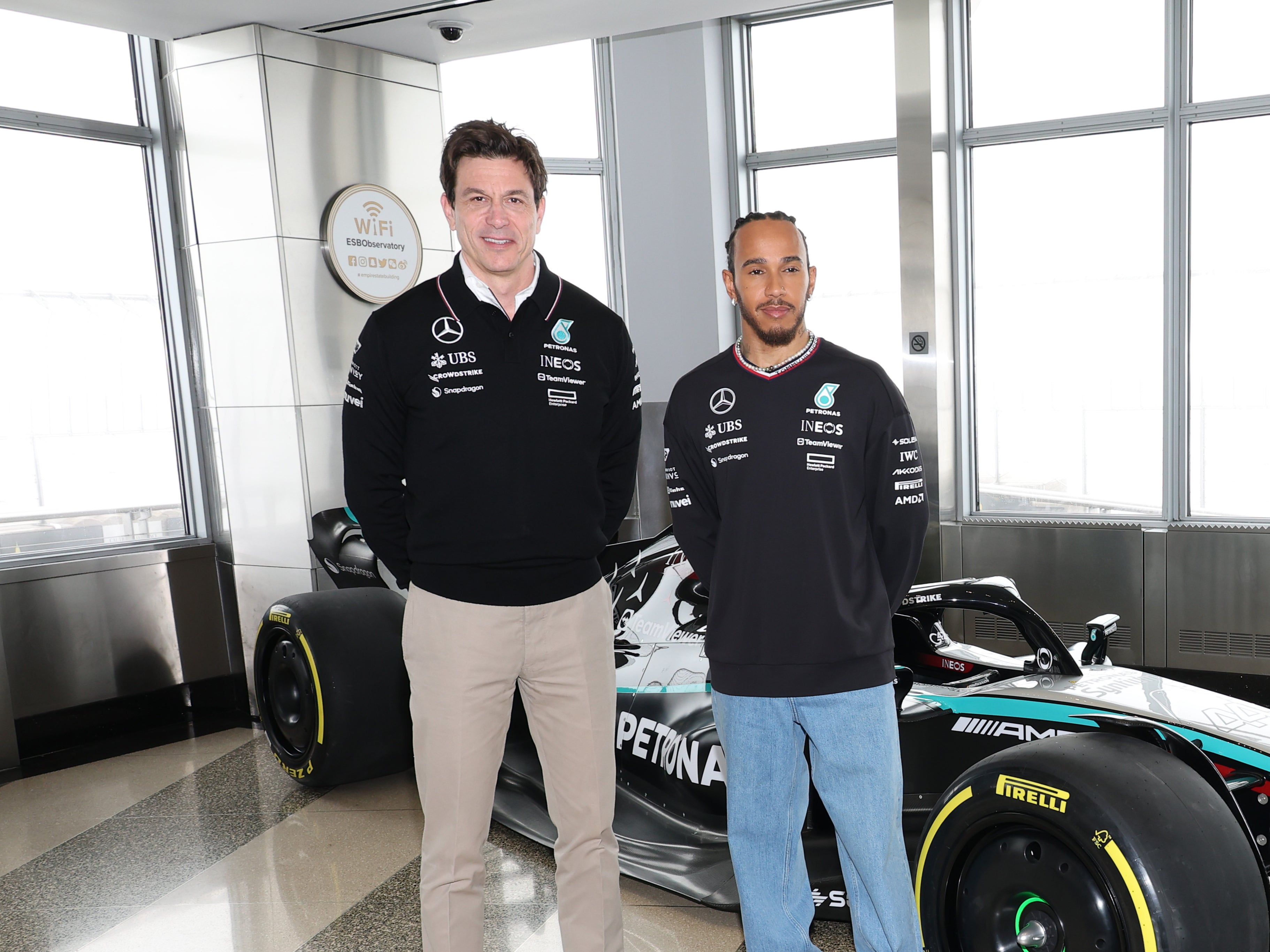 Lewis Hamilton (right) will leave Mercedes at the end of the season