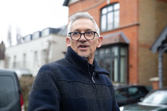 Match Of The Day host Gary Lineker outside his home in London (Lucy North/PA)