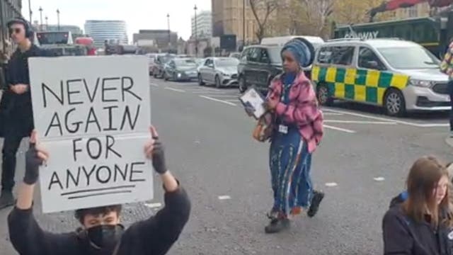 <p>Pro-Palestine protesters block Parliament Square as UK falls silent on Armistice Day</p>