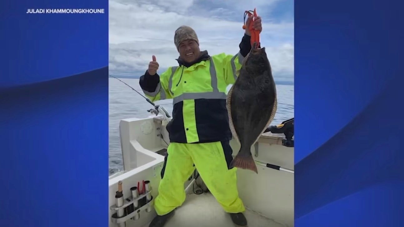 The teenager’s father, Prasong, (pictured) told his son to get into a cooler in order to reach the shore