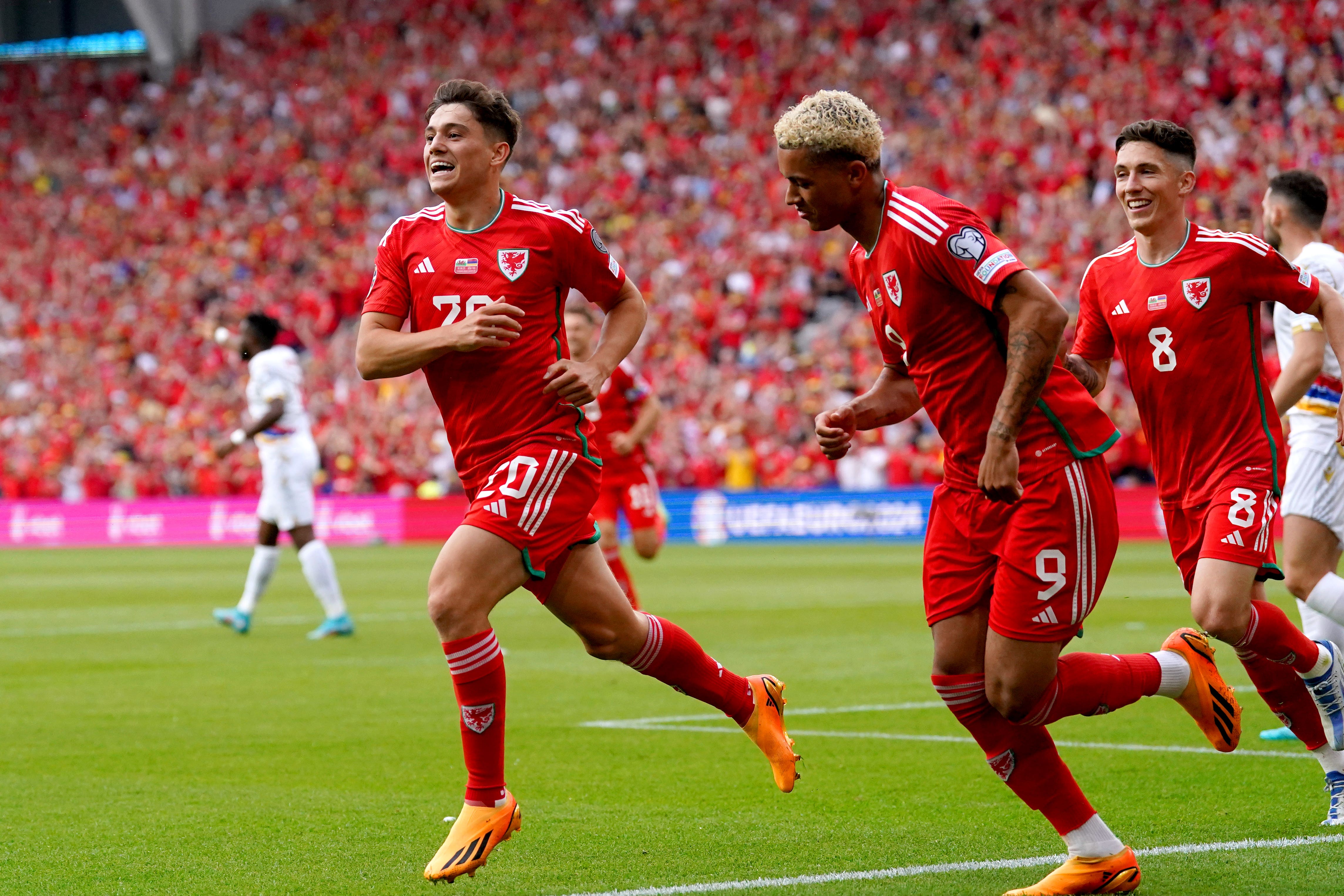 Daniel James, left, is delighted to be back in the Wales set-up after injury (Adam Davy/PA)