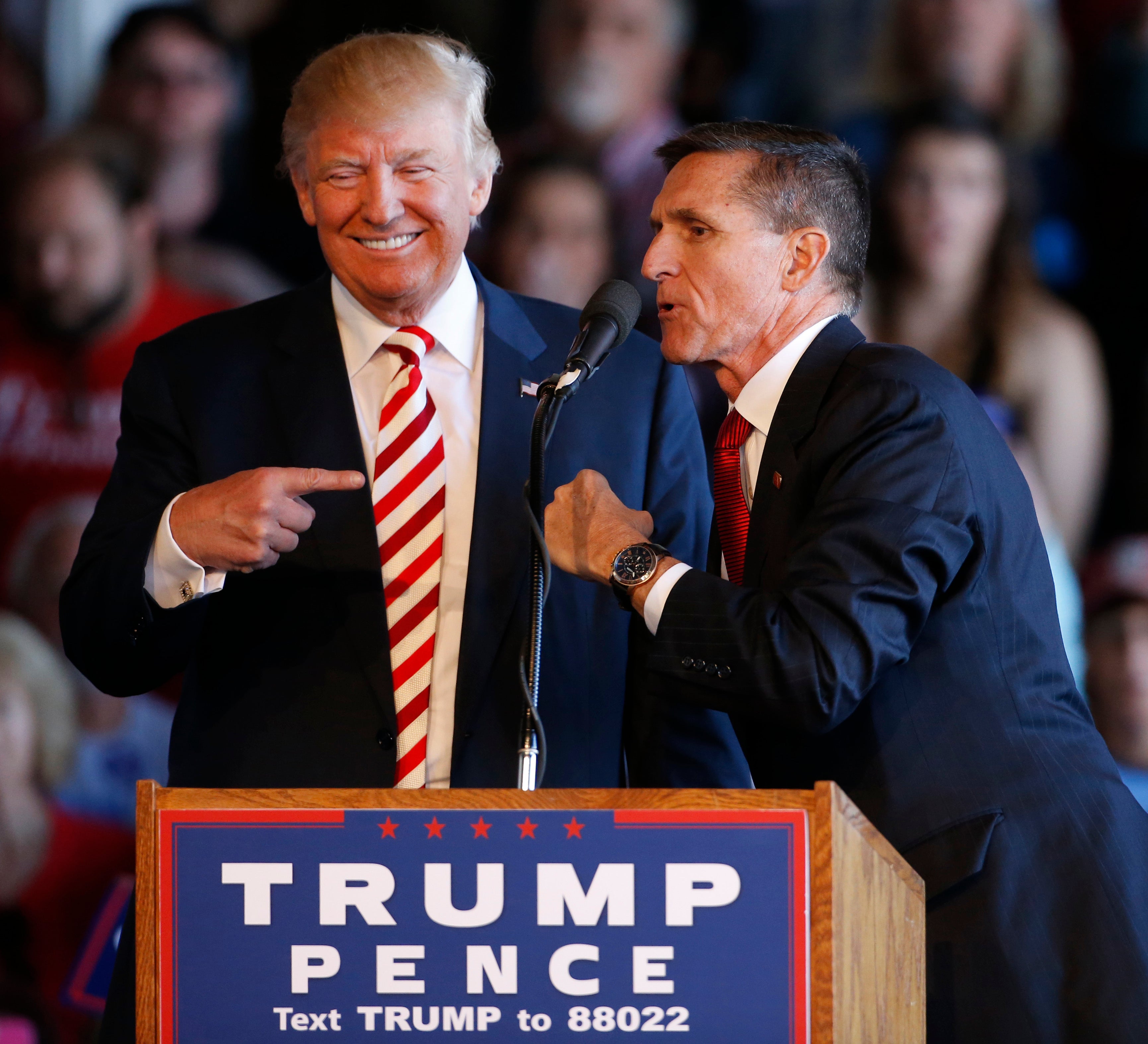 Michael Flynn on the campaign trail with Donald Trump in 2016