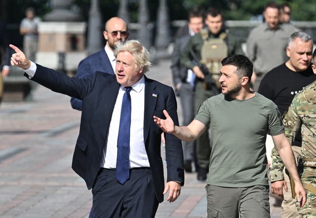 <p>Boris Johnson, pictured here with president Volodymyr Zelensky, has been a staunch supporter of Ukraine</p>