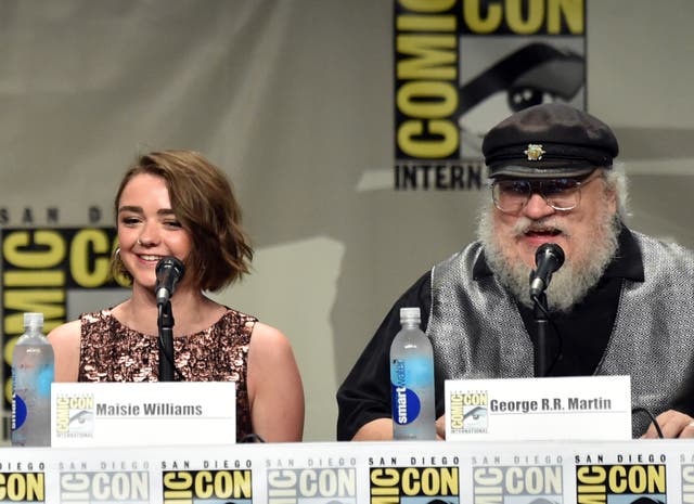 <p>Maisie Williams with George RR Martin in 2014</p>