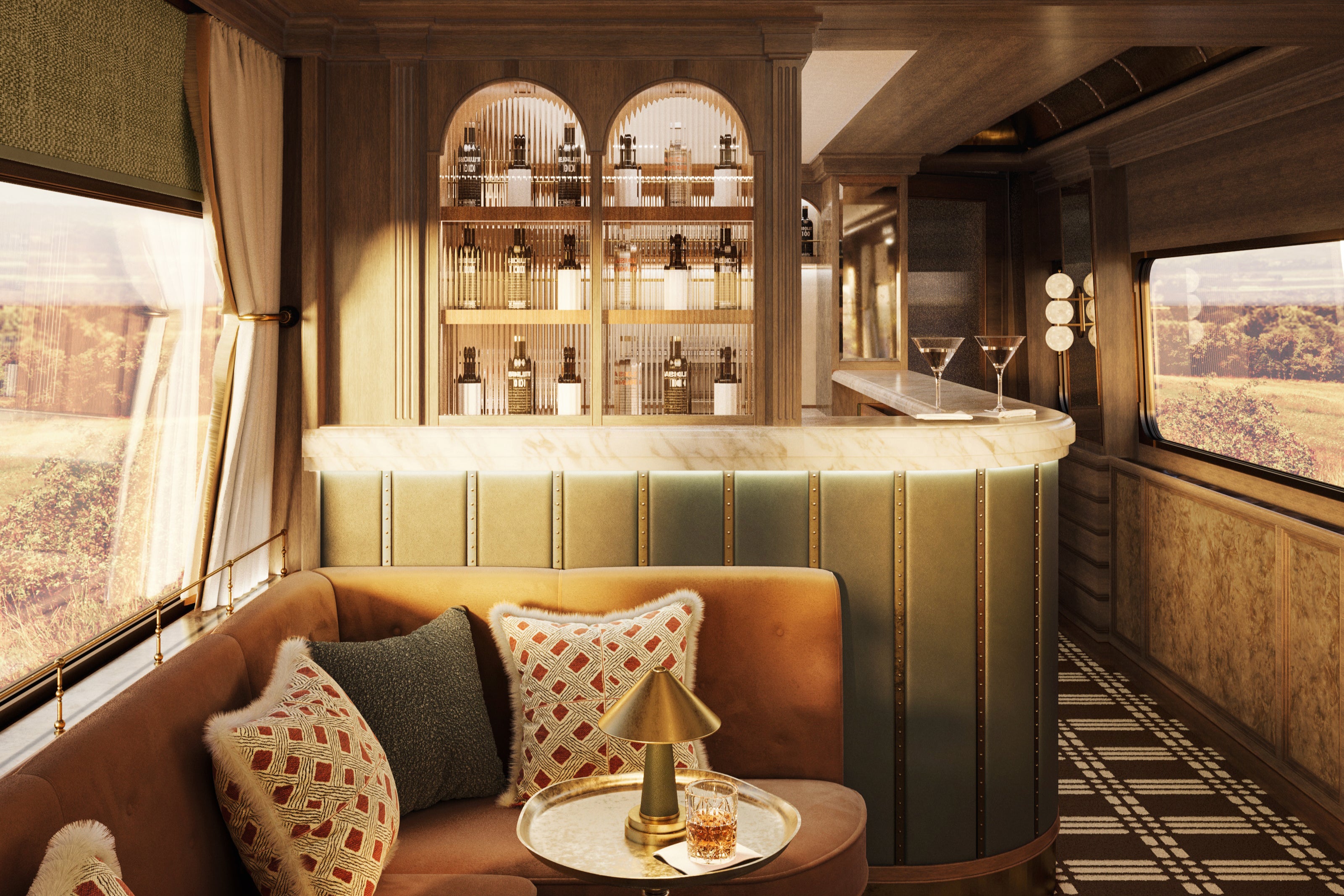 The botanical bar will serve passengers cocktails as they travel deeper into the countryside