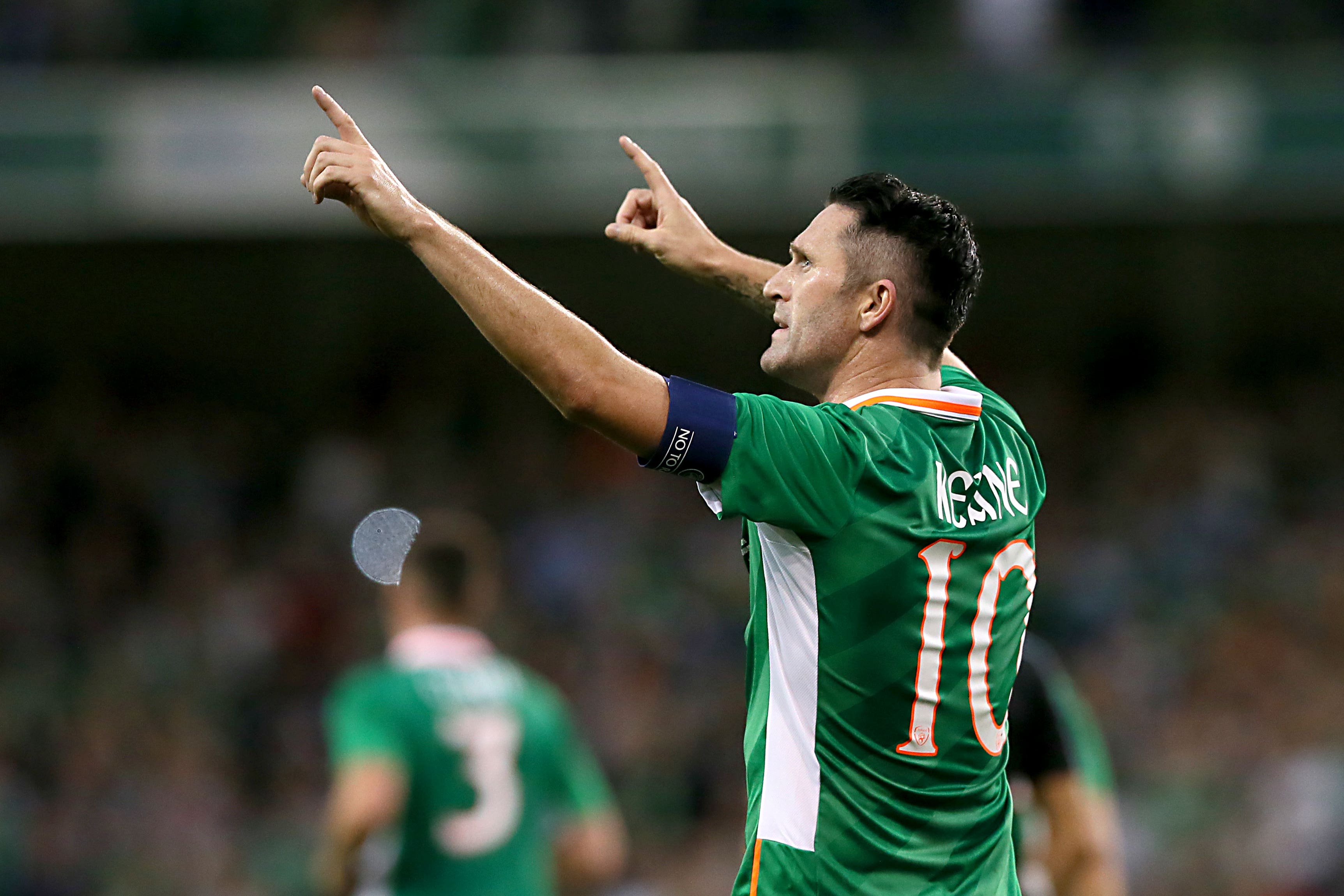 Robbie Keane handed out caps to the current Ireland squad on Monday evening (Brian Lawless/PA)