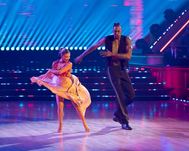 <p>Dwight Howard dances a Paso Doble with his dance partner Daniella Karagach on ‘Dancing with the Stars'</p>