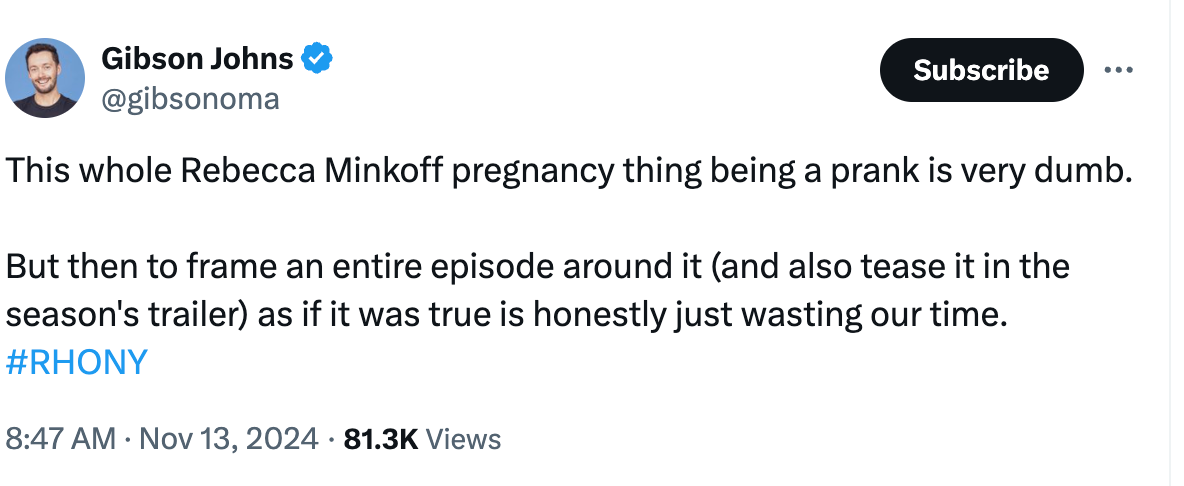 Fan calls Rebecca Minkoff’s pregnancy prank ‘dumb’ on X