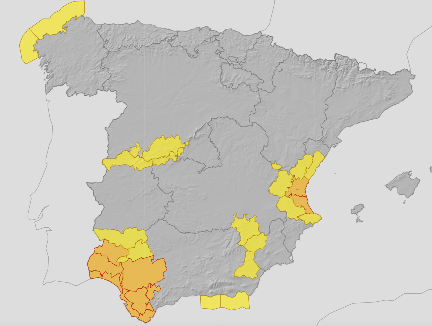 Orange and yellow warning for rains, storms and wind are currently in place