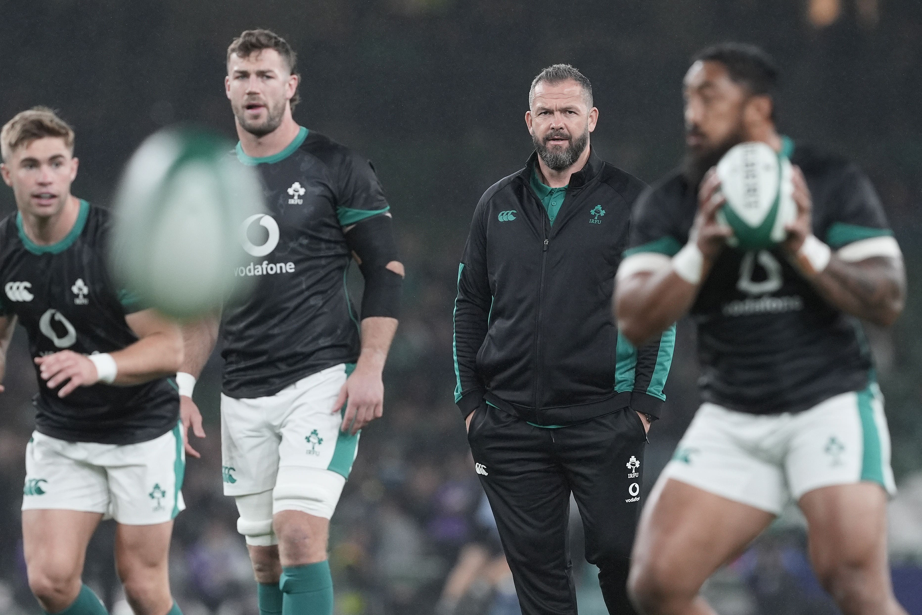 Andy Farrell, centre, saw his side lose to New Zealand last week (Brian Lawless/PA)