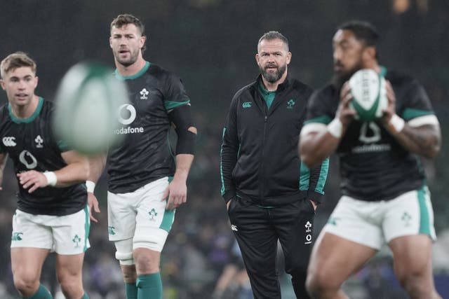 Andy Farrell, centre, saw his side lose to New Zealand last week (Brian Lawless/PA)