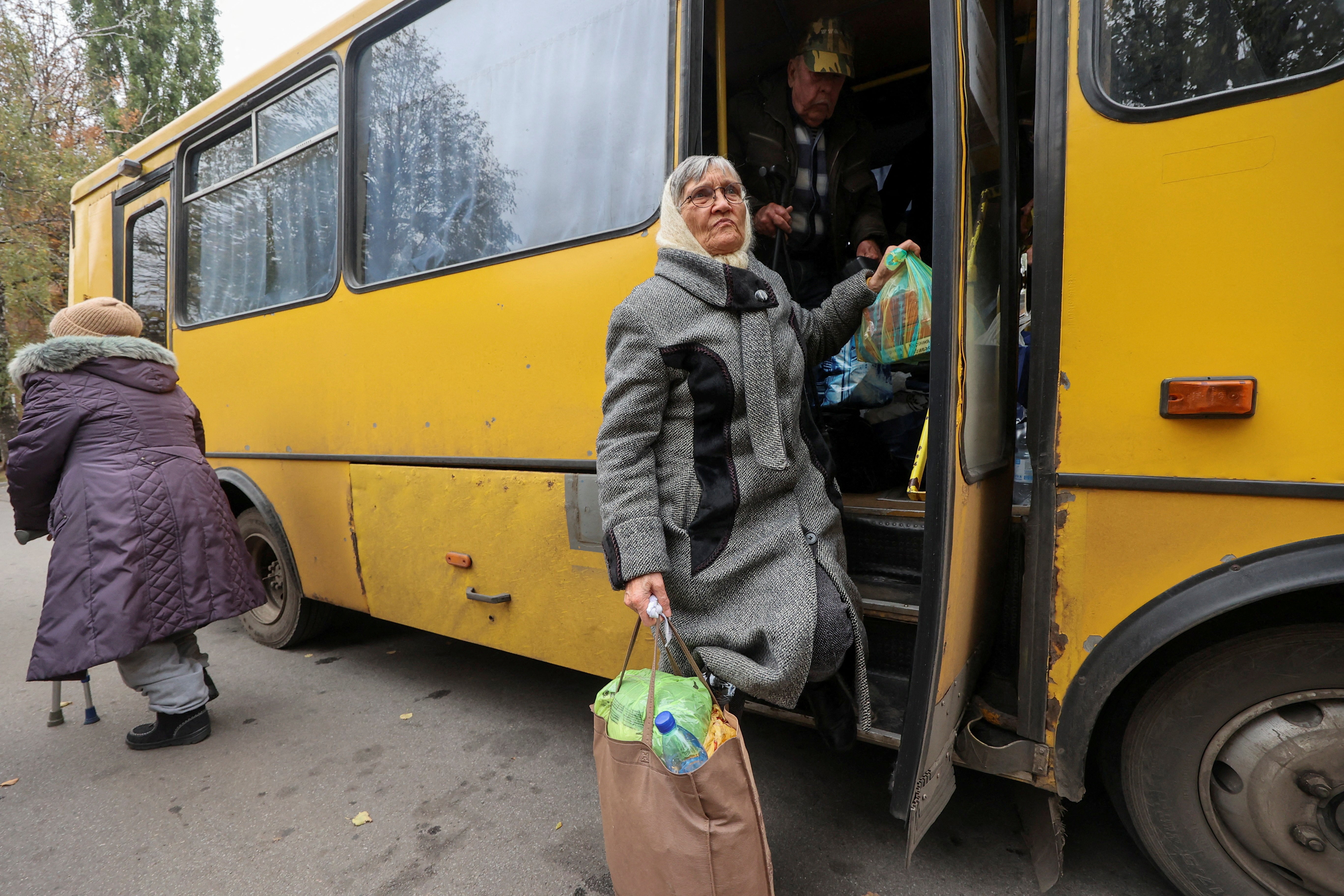 Kupiansk residents, who fled due to Russian military strikes, arrive to an evacuation centre in Kharkiv, northeast Ukraine